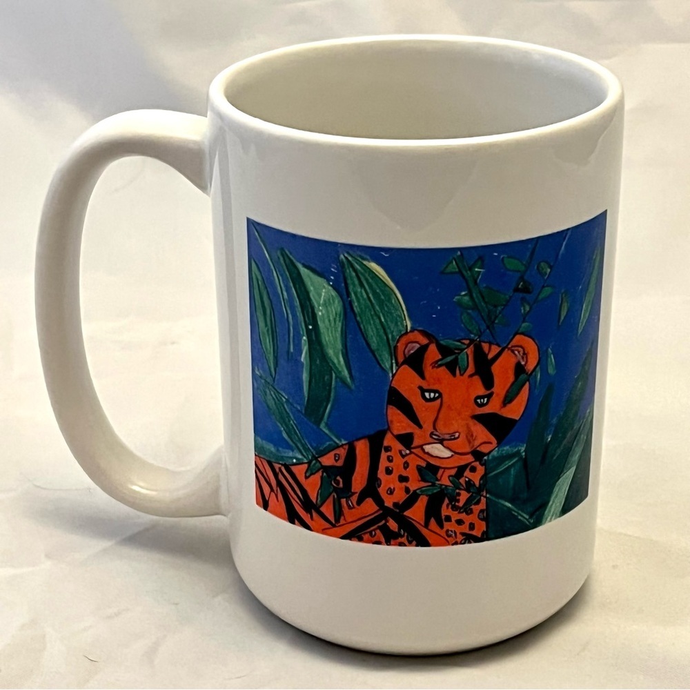 Tiger in Jungle Coffee Mug, Handmade, Hobbyist Art Coffee, EUC